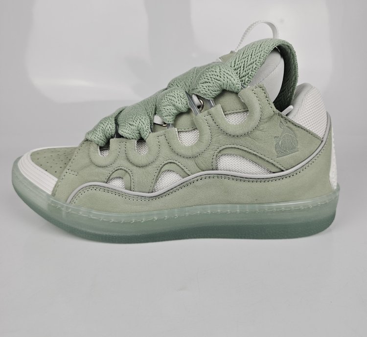 Lanvin Curb Men White And Green Sneakers New Ss23