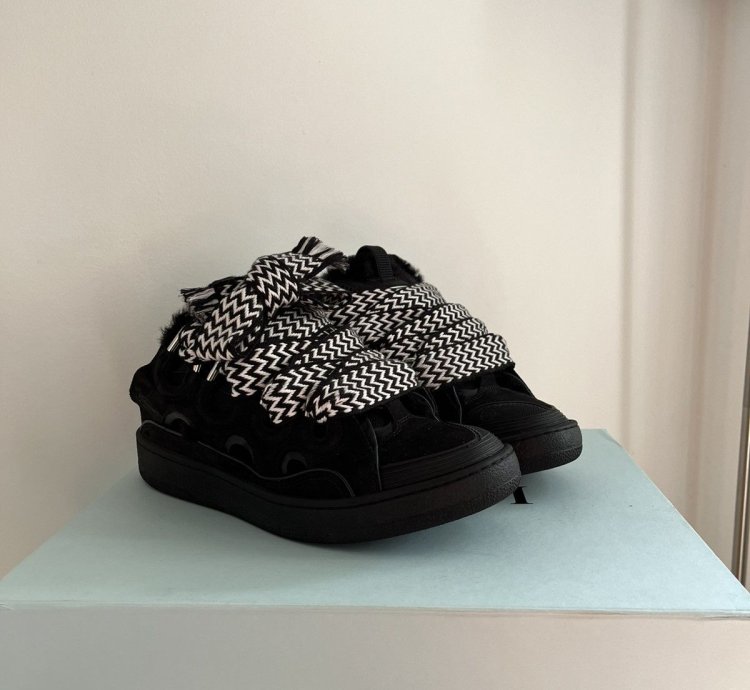 Lanvin Curb Mule Black White Faux Lined