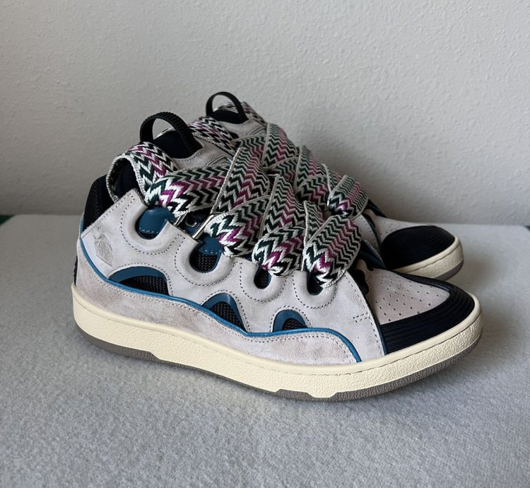 Lanvin Curb Sneaker In Sail Turqoise Purple