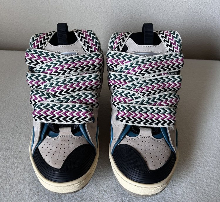 Lanvin Curb Sneaker In Sail Turqoise Purple
