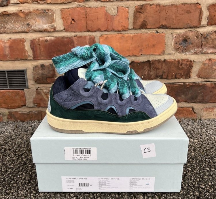 Lanvin Curb Sneakers Grey Green Blue