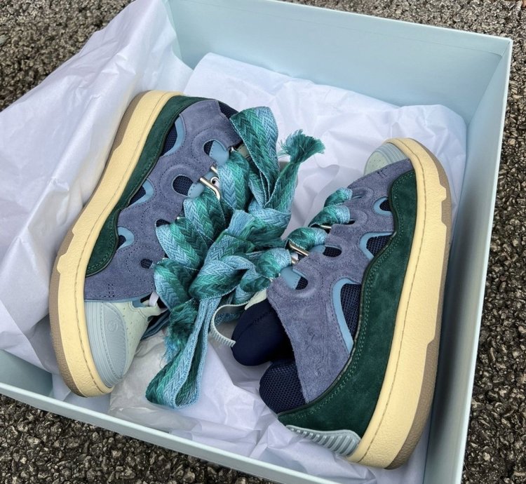 Lanvin Curb Sneakers Grey Green Blue