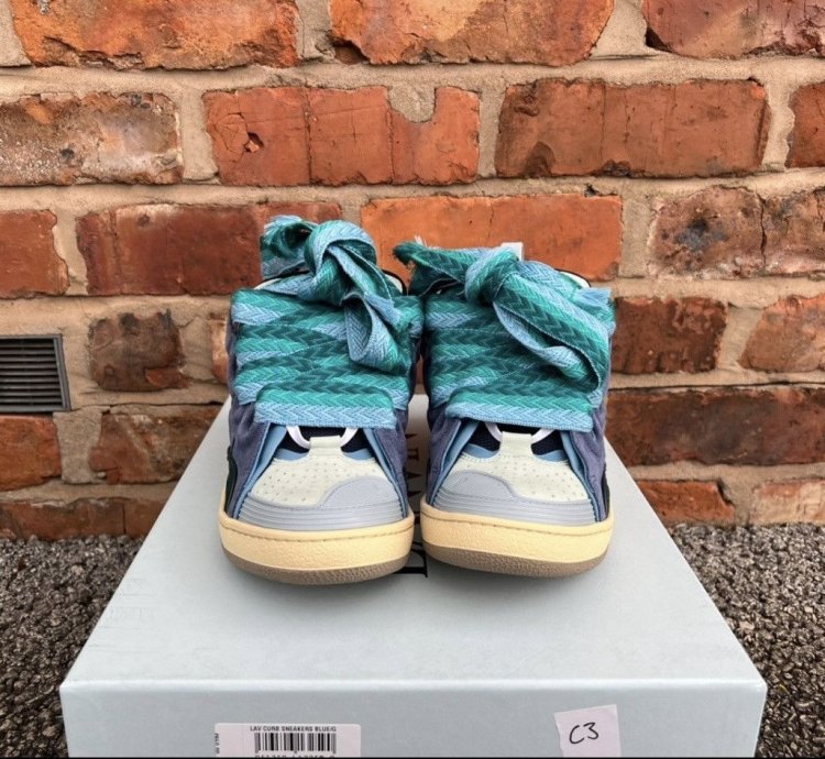 Lanvin Curb Sneakers Grey Green Blue