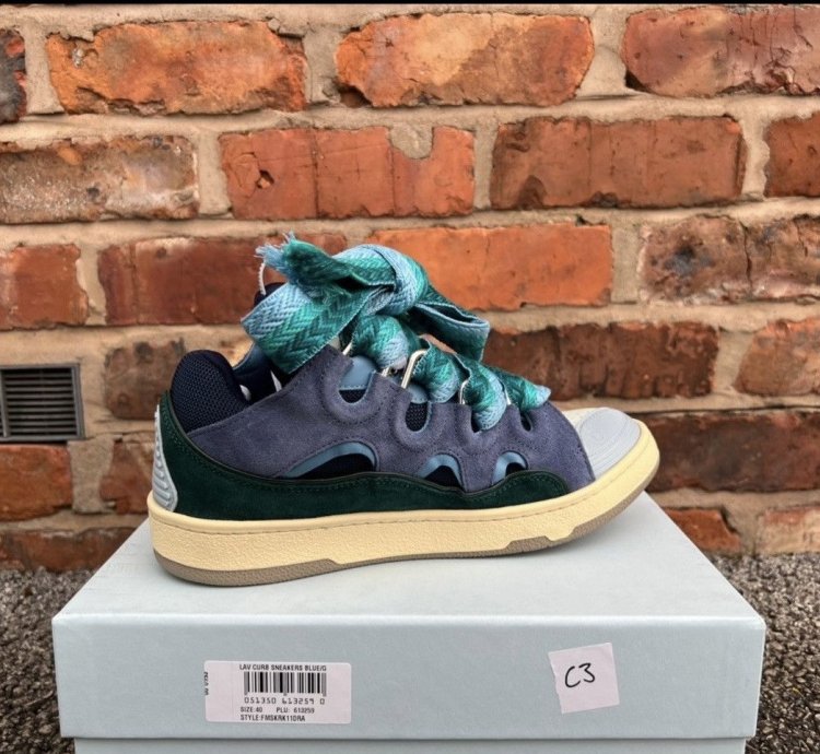 Lanvin Curb Sneakers Grey Green Blue