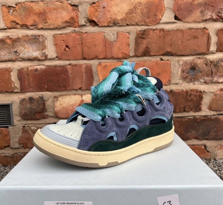 Lanvin Curb Sneakers Grey Green Blue