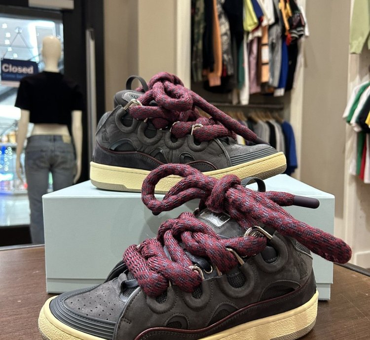 Lanvin Curb Sneakers In Leather With