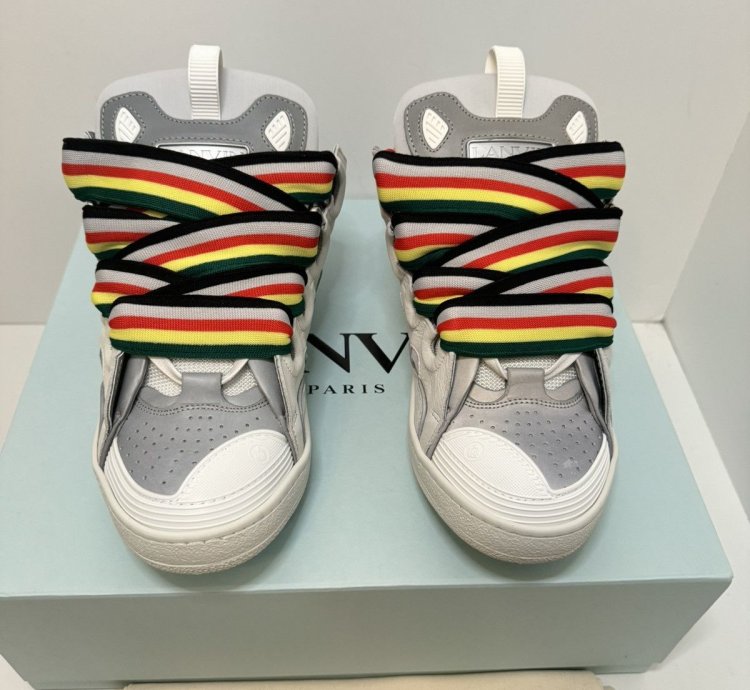 Lanvin Curb Sneakers White Multi New With Box