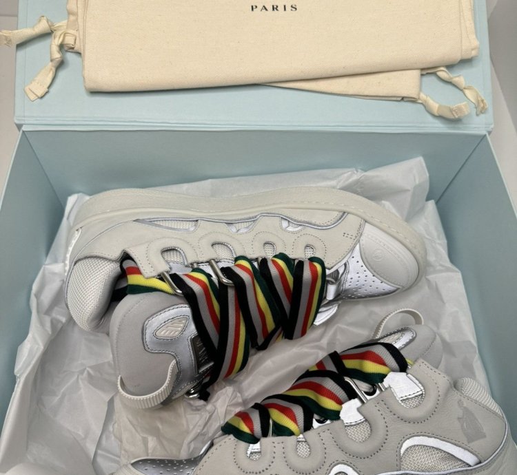 Lanvin Curb Sneakers White Multi New With Box