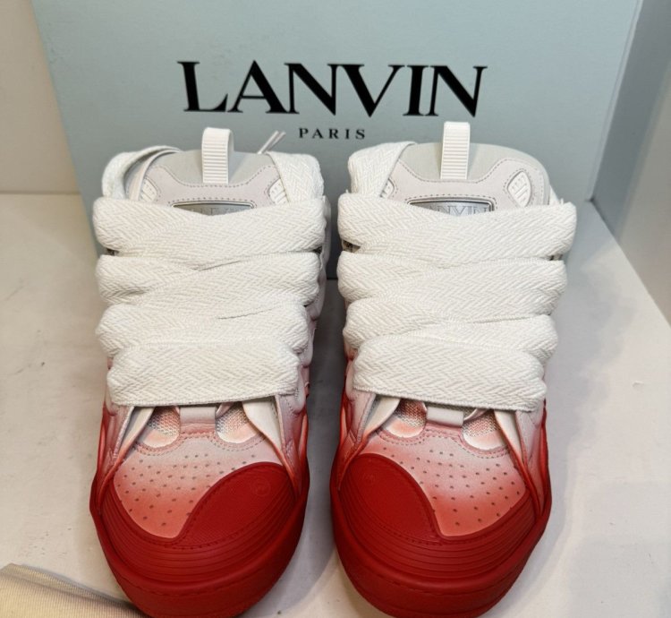 Lanvin Curb Sneakers White Red New With Box
