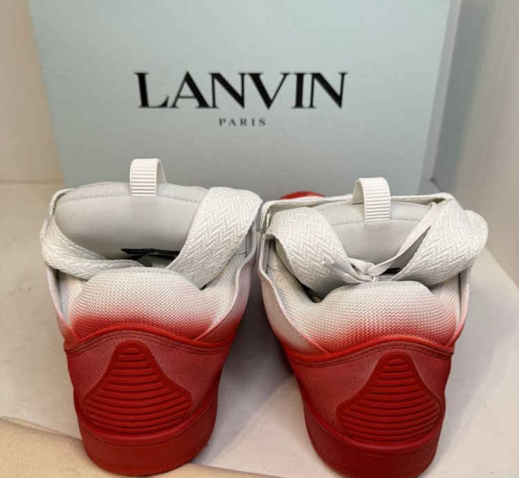 Lanvin Curb Sneakers White Red New With Box Sz 9