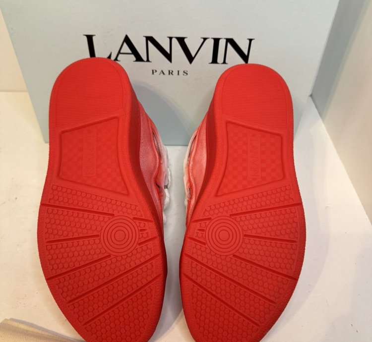 Lanvin Curb Sneakers White Red New With Box Sz 9