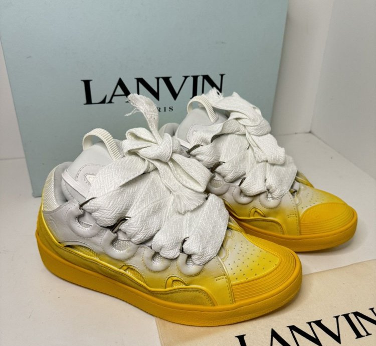 Lanvin Curb Sneakers White Yellow Gradient New