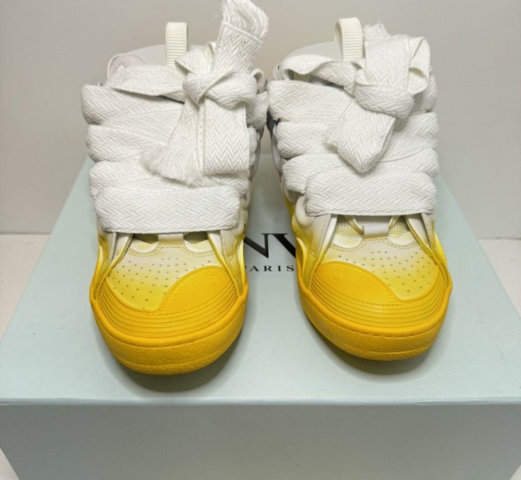 Lanvin Curb Sneakers White Yellow Gradient New