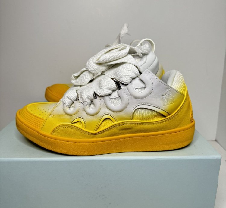 Lanvin Curb Sneakers White Yellow Gradient New