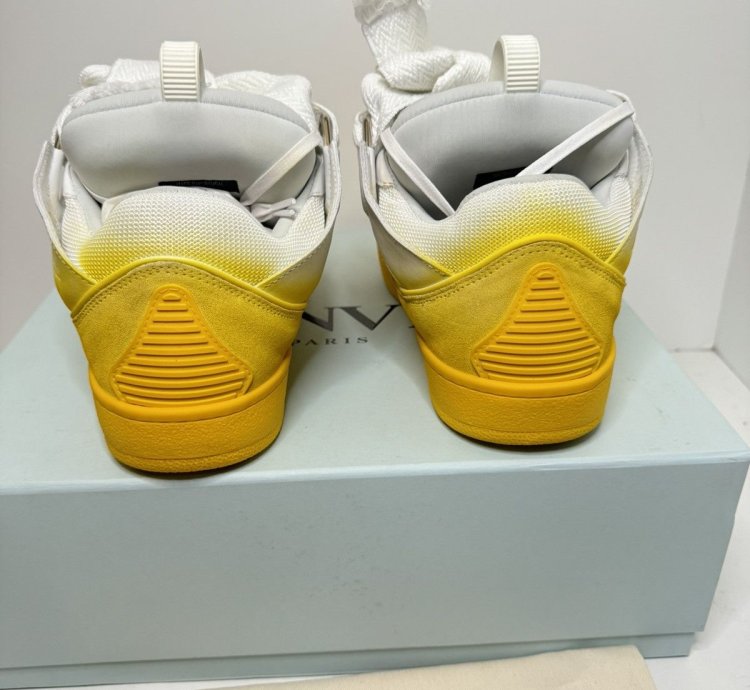 Lanvin Curb Sneakers White Yellow Gradient New