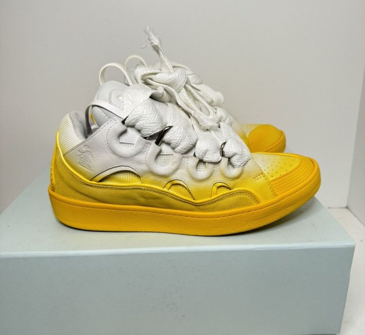 Lanvin Curb Sneakers White Yellow Gradient New