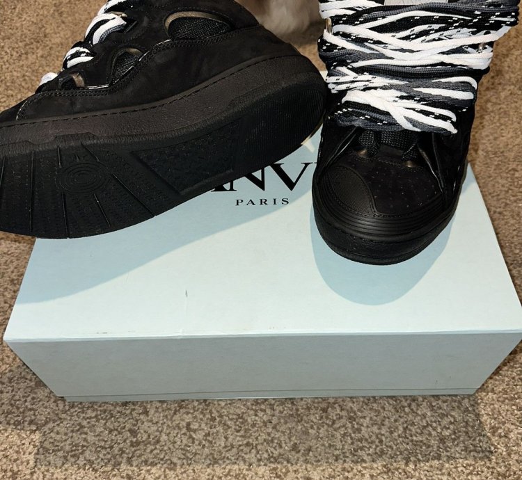 Lanvin Curb Suede Leather Low Top Sneaker