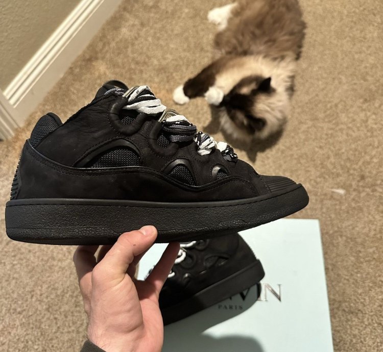 Lanvin Curb Suede Leather Low Top Sneaker