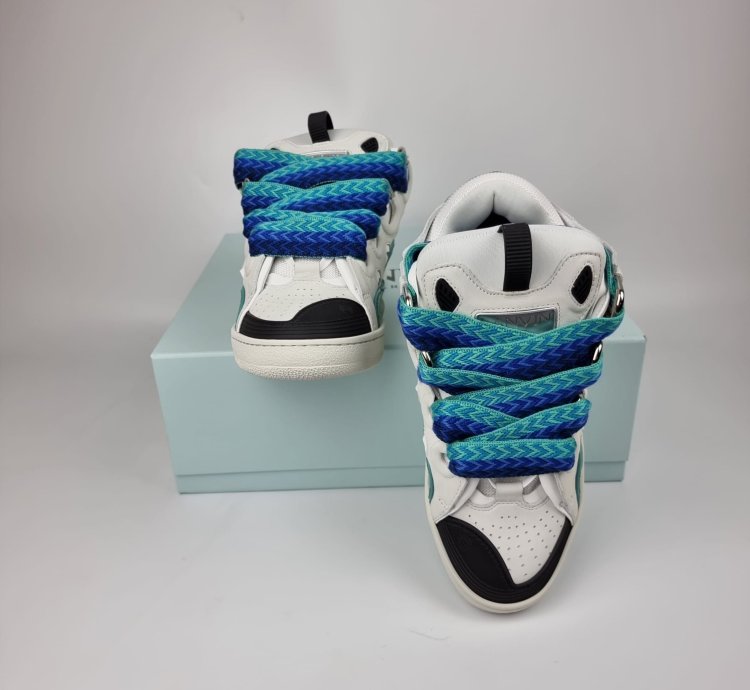 Lanvin Curb White And Green Sneakers New