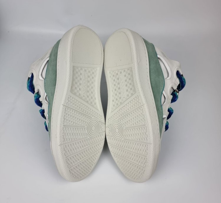 Lanvin Curb White And Green Sneakers New