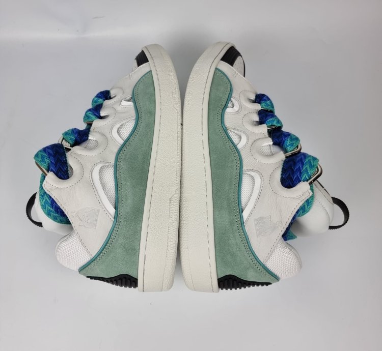 Lanvin Curb White And Green Sneakers New