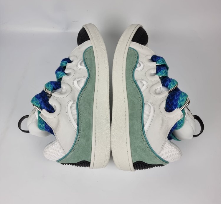 Lanvin Curb White And Green Sneakers New