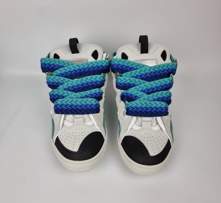 Lanvin Curb White And Green Sneakers New