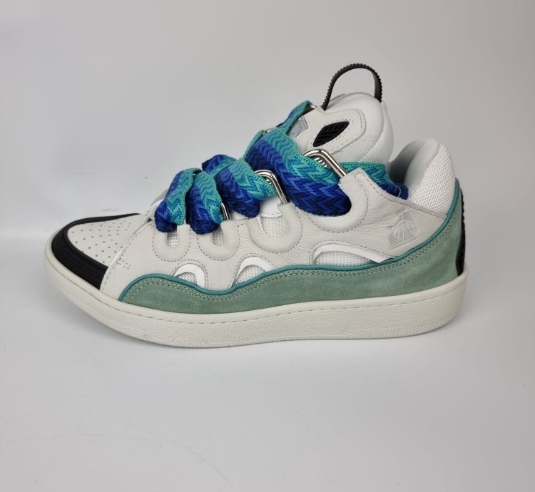 Lanvin Curb White And Green Sneakers New