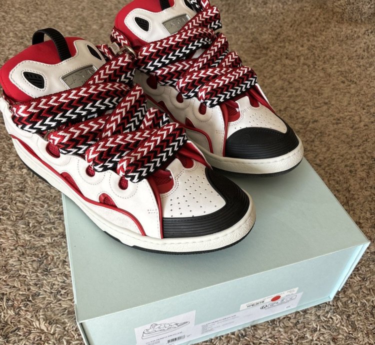 Lanvin Curb White Red Size 14 47