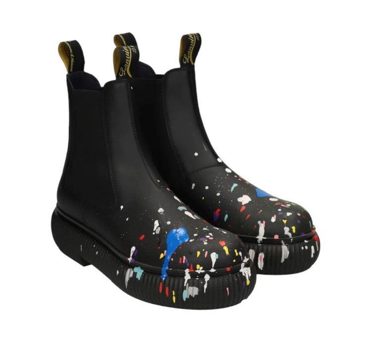 Lanvin Gallery Dept Paint Splatter Leather Chelsea Boots