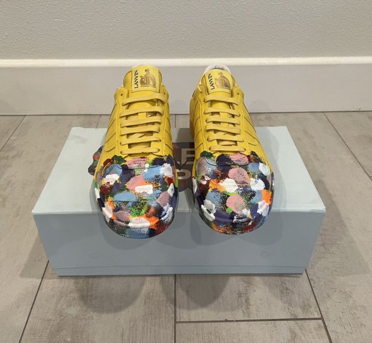 Lanvin Gallery Dept Yellow Painted Sneakers