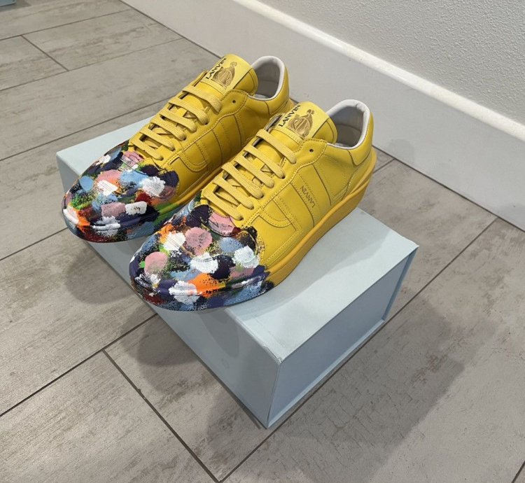Lanvin Gallery Dept Yellow Painted Sneakers