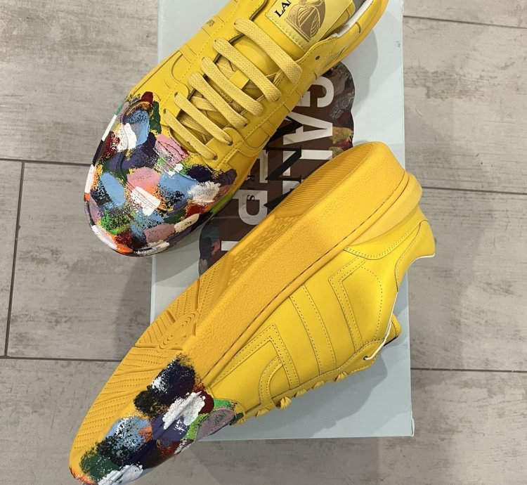Lanvin Gallery Dept Yellow Painted Sneakers