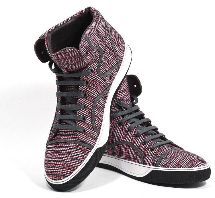 Lanvin Grey High Top Cloth Sneakers