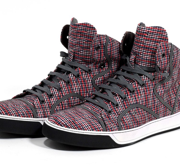 Lanvin Grey High Top Cloth Sneakers