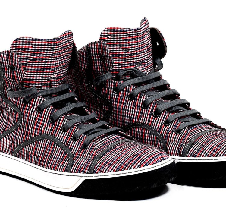 Lanvin Grey High Top Cloth Sneakers