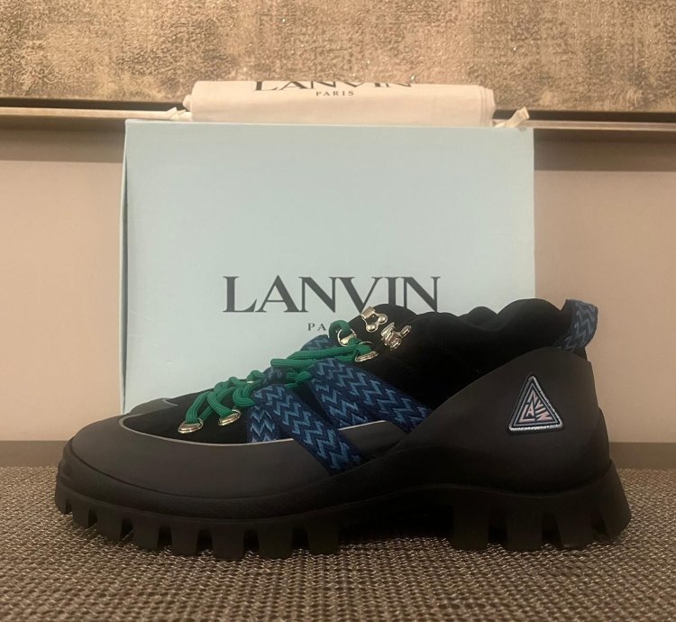 Lanvin Hiking Boots In Black Dark Grey