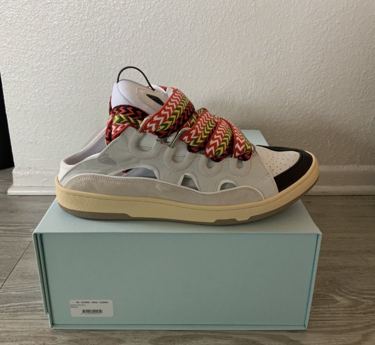 Lanvin Leather Curb Mule Sneaker White Size 46 13 New