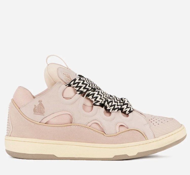 Lanvin Leather Curb Sneakers Pale Pink 10