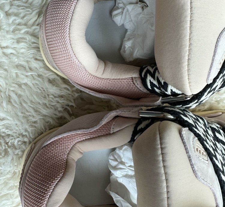 Lanvin Leather Curb Sneakers Pale Pink 10
