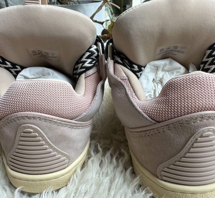 Lanvin Leather Curb Sneakers Pale Pink 10