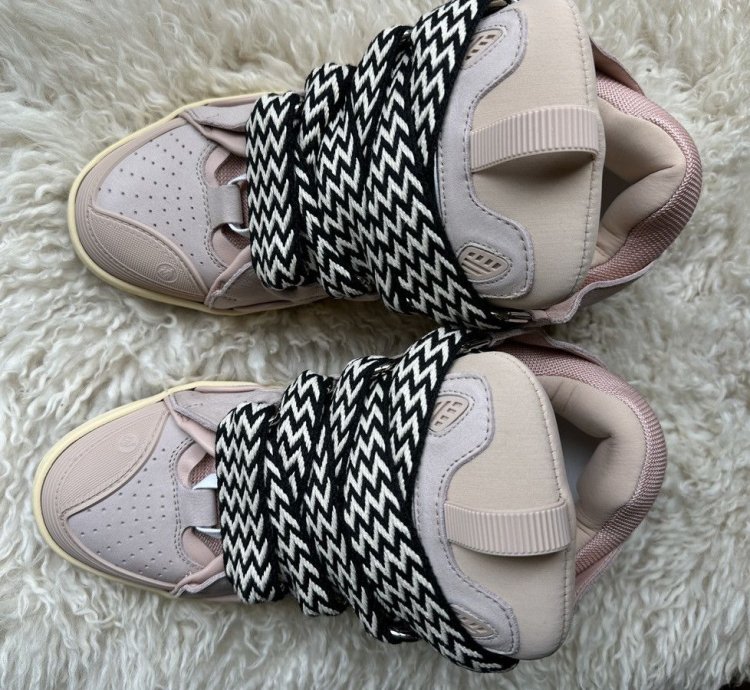 Lanvin Leather Curb Sneakers Pale Pink 10