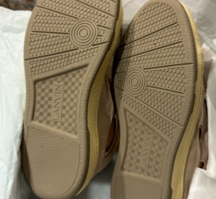 Lanvin Leather Curb Sneakers Pale Pink 10