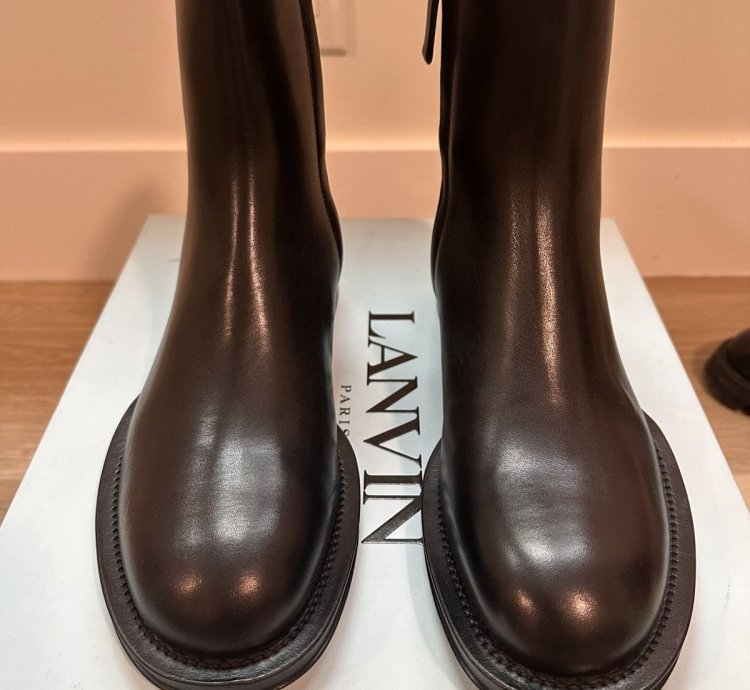 Lanvin Medley Side Zip Black Leather Boots