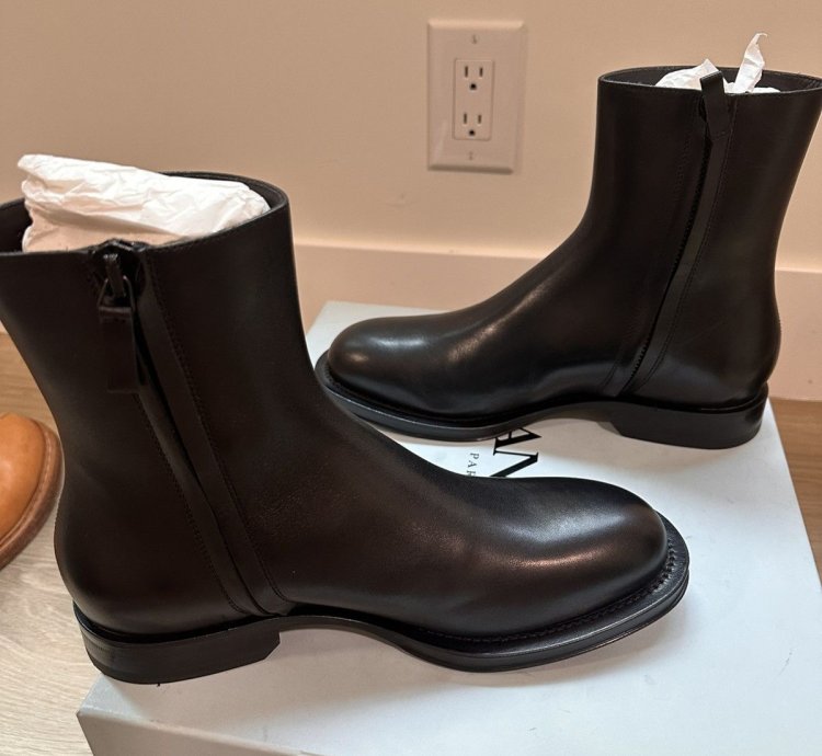 Lanvin Medley Side Zip Black Leather Boots