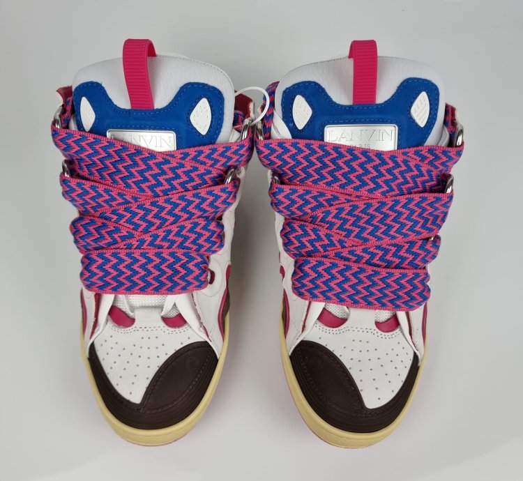 Lanvin Men Curb White And Purple Sneakers New