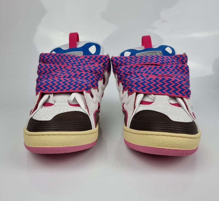Lanvin Men Curb White And Purple Sneakers New