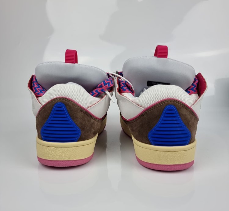 Lanvin Men Curb White And Purple Sneakers New