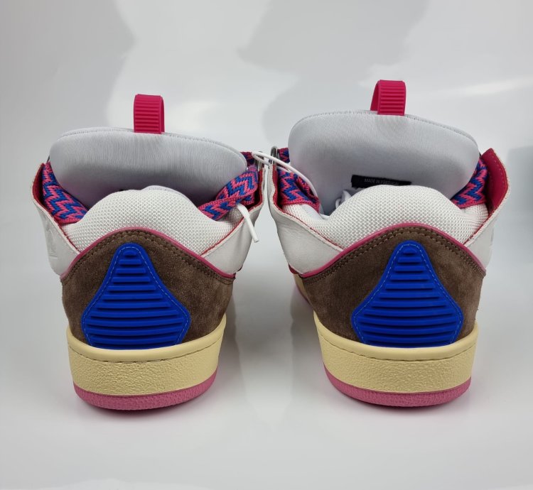 Lanvin Men Curb White And Purple Sneakers New