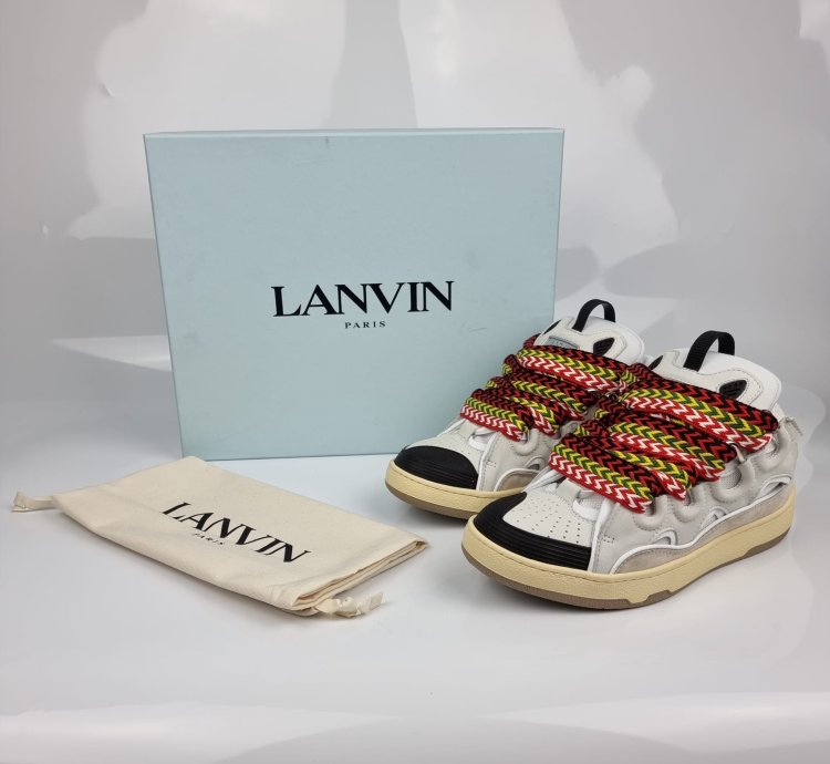 Lanvin Men Curb White Sneakers New